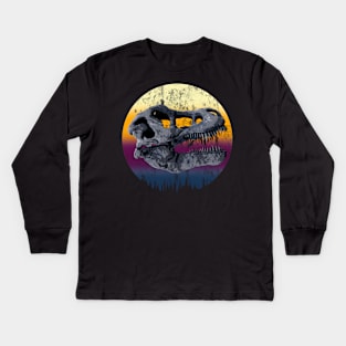 Tyrannosaurus Rex Skull In A Beautiful Sunset Kids Long Sleeve T-Shirt